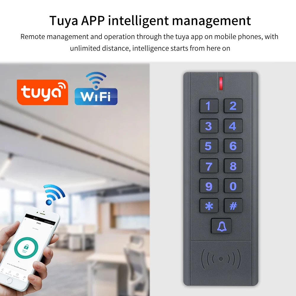 Controlador de acceso WiFi Tuya, sistema de teclado RFID independiente impermeable para exteriores, 125KHz/13,56 MHz, WG26-58, aplicación inteligente, desbloqueo remoto