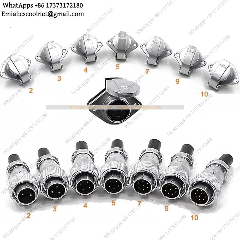 JS03 1 pair WS16 waterproof connector 2/3/4/5/7/9/10 pin high voltage plug socket industrial power metal cable joint