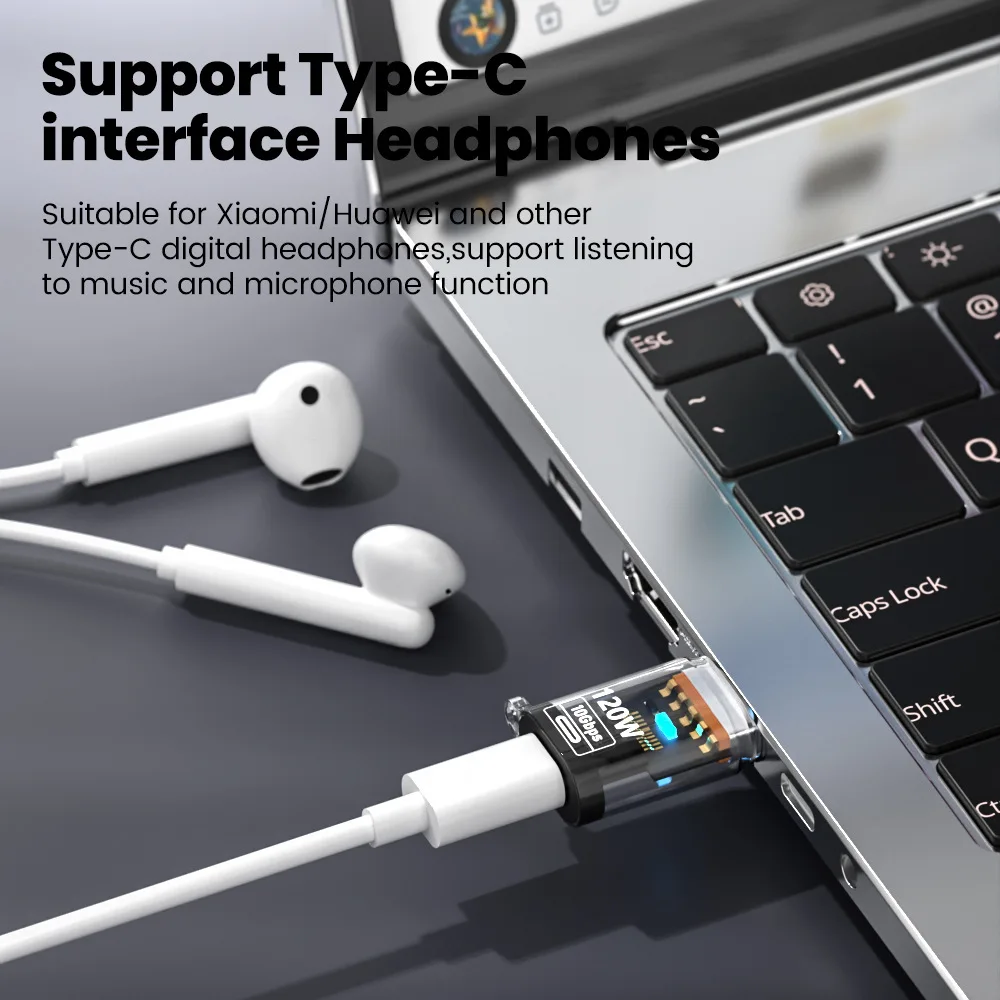 120 واط شحن سريع USB 3.2 إلى نوع C محول OTG 10GB نقل الصوت للبيانات عالية السرعة للكمبيوتر اللوحي Xiaomi Huawei USB C Converte #5