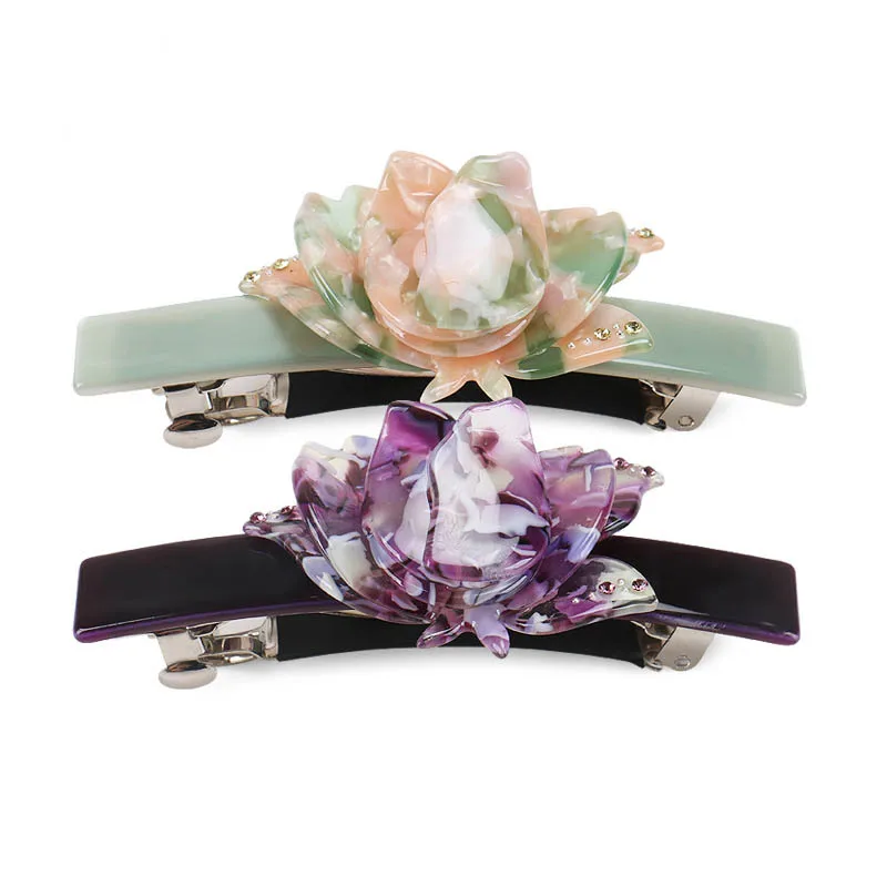 

Fine Rose Flower Hair Clip Barrette for Women Girls Beauty Handmade Acetate Hair Accessory Ornament Jewelry for Tiara Prom