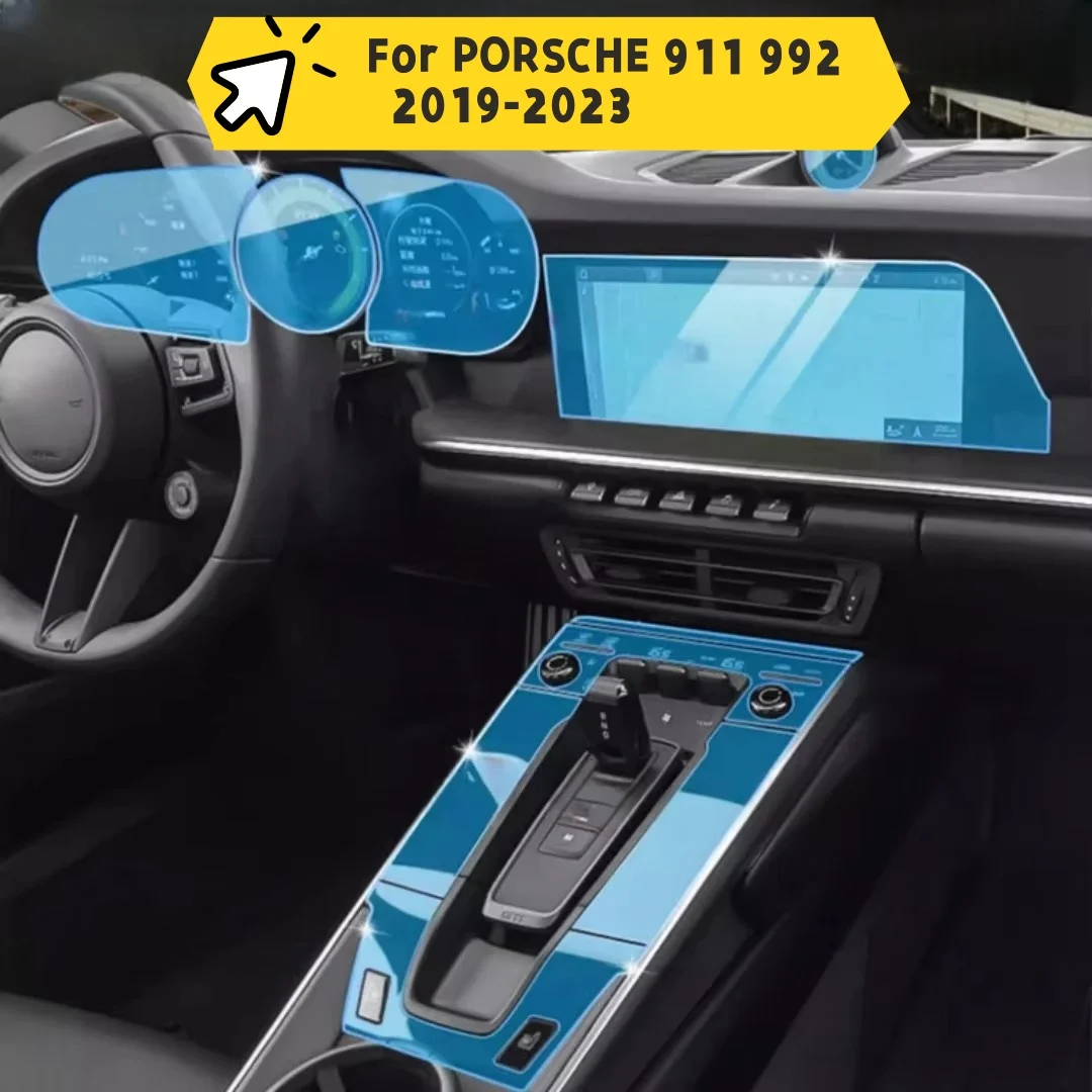 Navegación de pantalla de Control Central de coche para PORSCHE 911 992 2019-2023 película protectora de TPU antiarañazos película de membrana de navegación
