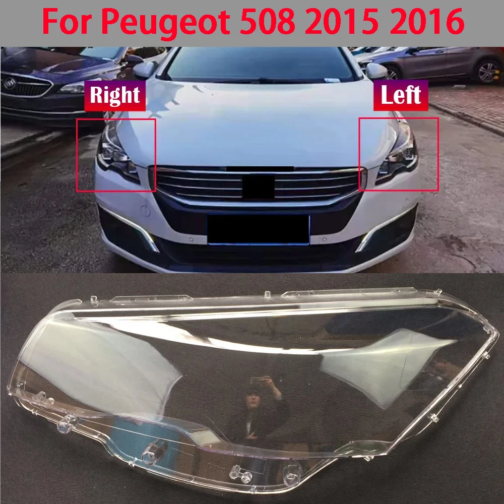 

Car Front Headlamp Transparent Lampshade Glass Lens Shell Case Auto Headlight Cover Light Lamp For Peugeot 508 2015 2016
