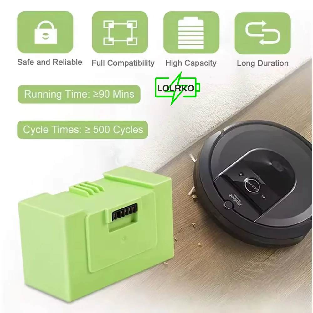

14.4V 6800mAh i7 Battery Replacement for iRobot Roomba e and i Series i7+ e5 7150 7550 i3 3150 i3+ 3550 i4 4150 i4 Accessories