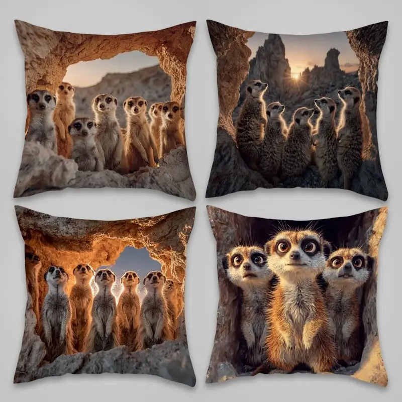 Cute Baboon Monkey Jungle Pillow Cover Set 4pcs Cushion Cases 45x45cm Animal Safari Decorative Throw Pillowcase Home Decor
