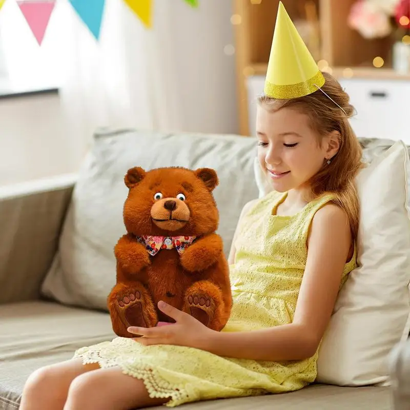 ตุ๊กตาหมีตุ๊กตาสัตว์สีน้ําตาลตุ๊กตาหมีตุ๊กตาหมีตุ๊กตาสะสมการ์ตูน Sleeping Soothing ตุ๊กตาเด็ก Huggable Companion สําหรับ