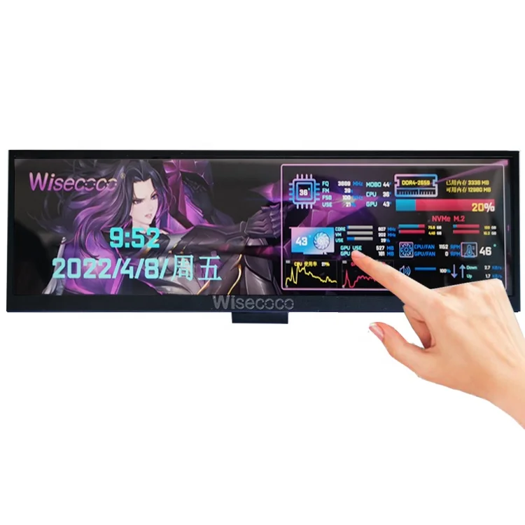 

60Hz 12.6 Inch Lcd Display s 1920*515 HD Portable Bar Type C LCD Touchscreen Pc Ips Touch