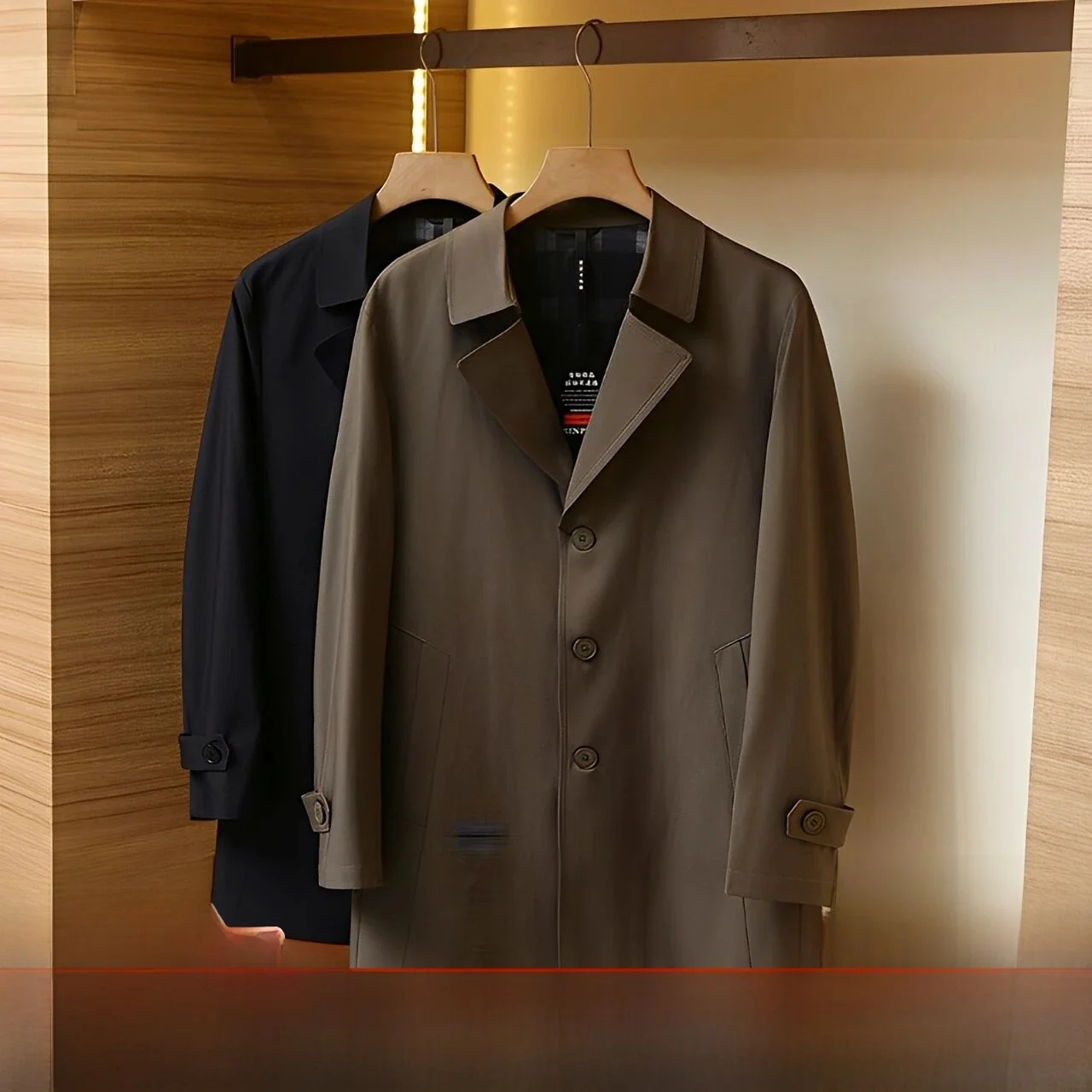 

High-End Briti Sle Windproof Anti-Wrinkle Men's Lightweight Busin Single-Button Faionable Windbreaker Jaet