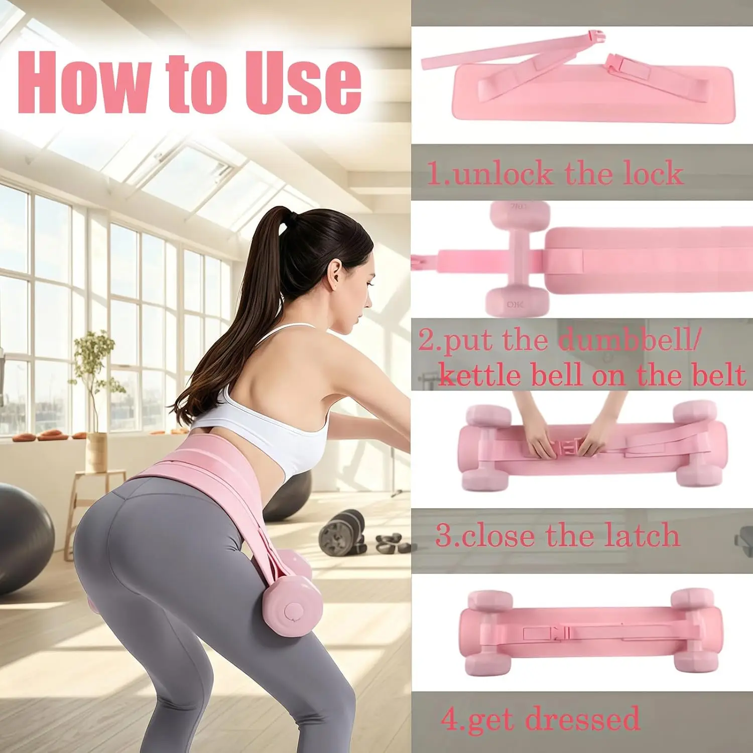 Women Weightlifting Thrust Belt Thickened Widened Wear Resistant Strap For Dumbbell Barbell Kettlebell Training Home Gym Fitness