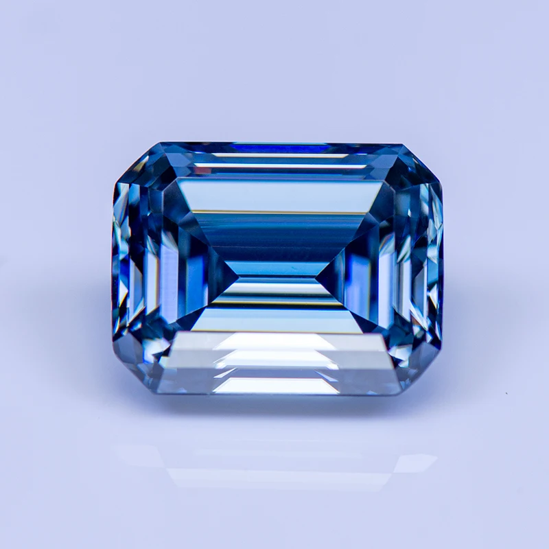 

Moissanite Stone Primary Colours Royal Blue Emerald Cut Lab Grown Diamond Charms Woman Advanced Jewelry Making GRA Certificate