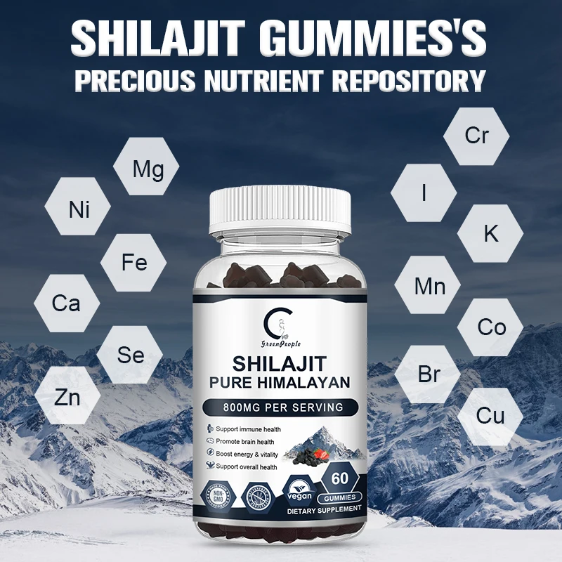 Shilajit Gummies with Black Seed Oil Himalayan Resin Pure Organic 13 in 1 Compound Used for Energy Cognitive Immunity Support