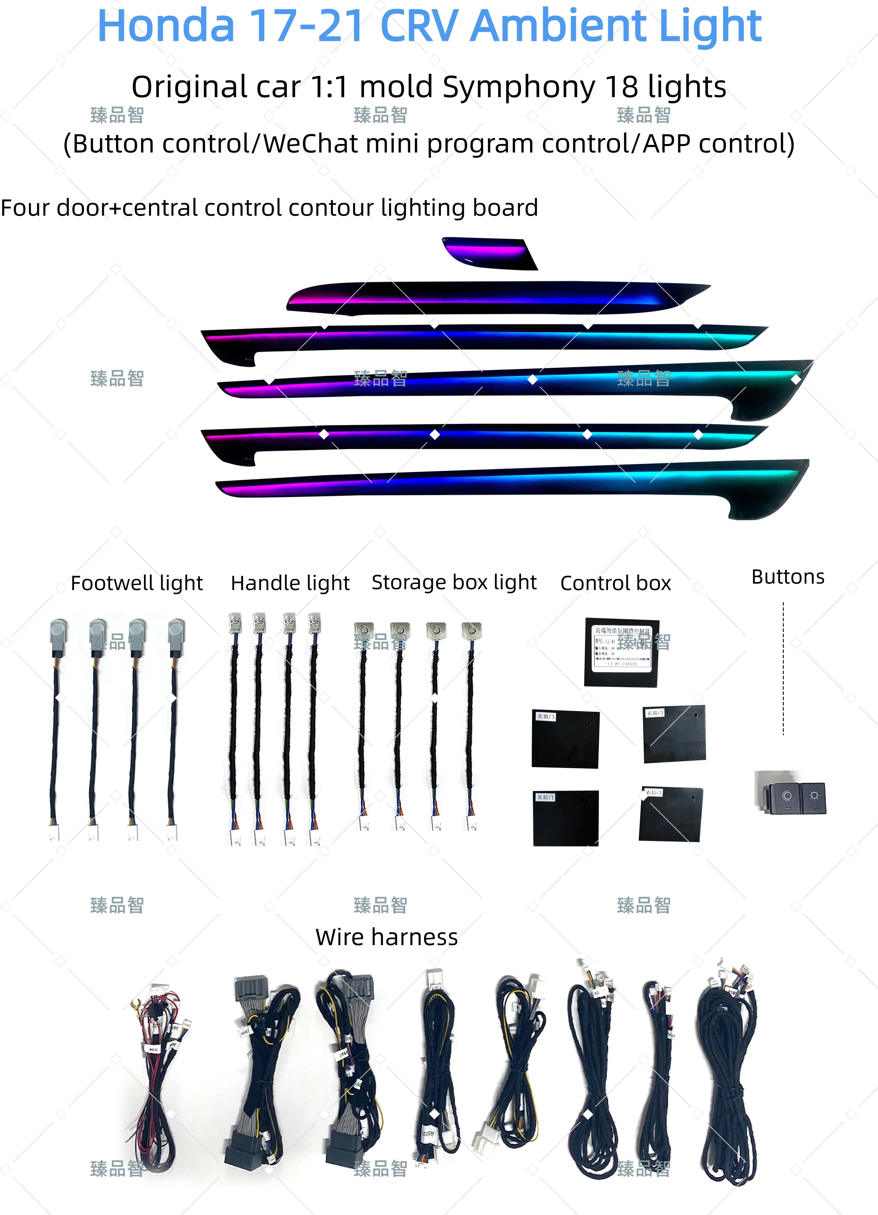 Fendou  Car Ambient Symphony Light Interior Light Kits Suitable  for Honda CRV 2017-2022 Led Lights for Car
