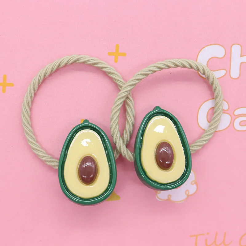 2 sztuk/zestaw opaski elastyczne dla dzieci dziewczyny przedmioty Kawaii Avocado włosów akcesoria dziecko kucyk Holder Scrunchie ozdoby prezent