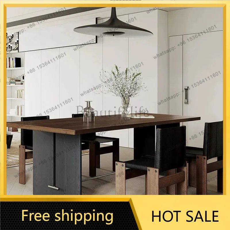 XX. Nordic medieval solid wood dining table black desk