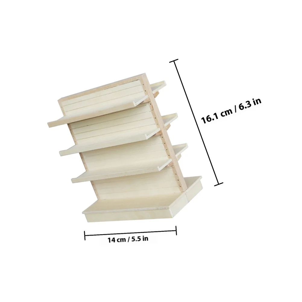 رف خشبي صغير خفيف الوزن ومتين وتصميم إبداعي أثاث صغير لتزيين بيت الدمى رف تخزين دعائم الصور