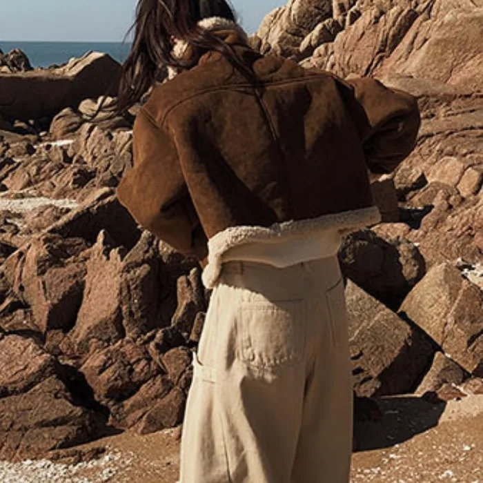 

Women's Thiened Cotton Jaet Coat Fur Inteated Design Sensation Small ence Warmth Commute Sle Long Sve Pure Color