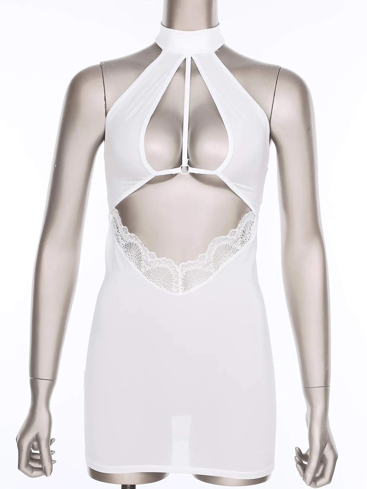 المرأة مثير إغراء فستان مايكرو الرسن أكمام الصدر قطع سيسي الورك المعانقة فستان للزوجين يؤرخ دور اللعب قمصان النوم #1