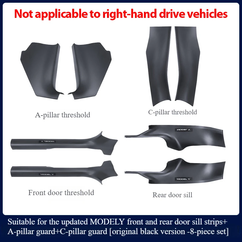 

8-Piece Front and Rear Door Sill Protector Set Suitable for Tesla Model Y Juniper 2025 Door Panel Protective Cover Dustproof Mat Easy-To-Clean Protective Cover
