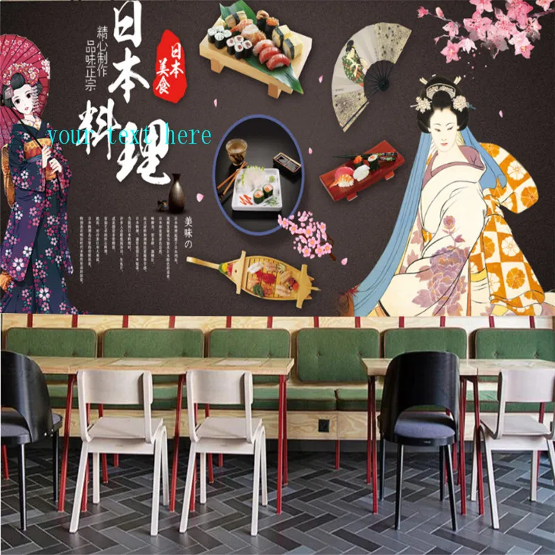 

Kimono Lady Cherry Blossom Japanese Cuisine Sushi Restaurant Wallpapers Industrial Decor Background Wall Paper Papel De Parede