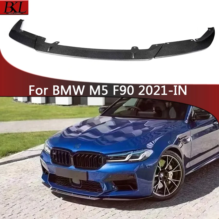 For BMW M5 F90 2021-2024  ST Style Dry Carbon Fiber Car Front Bumper Diverter Spoiler Diffuser Front lip chin Upgrade body kit