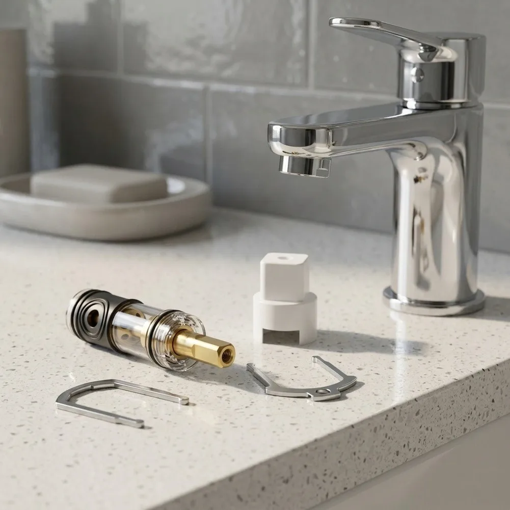 Replace 1225 Cartridge For Single Handle Faucets, Brass Shower Valve Kit With Clip, Leak=Proof Temperature Control,for Bathroom