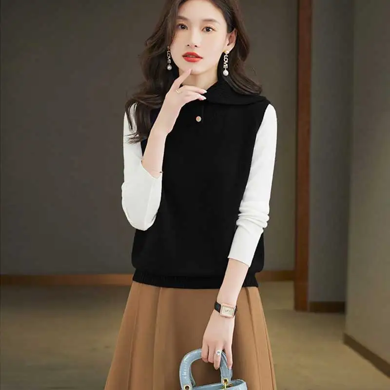 

Женская одежда, осенне-зимняя корейская простая пуговица, однотонный женский вязаный жилет, майка, тонкие пуловеры без рукавов