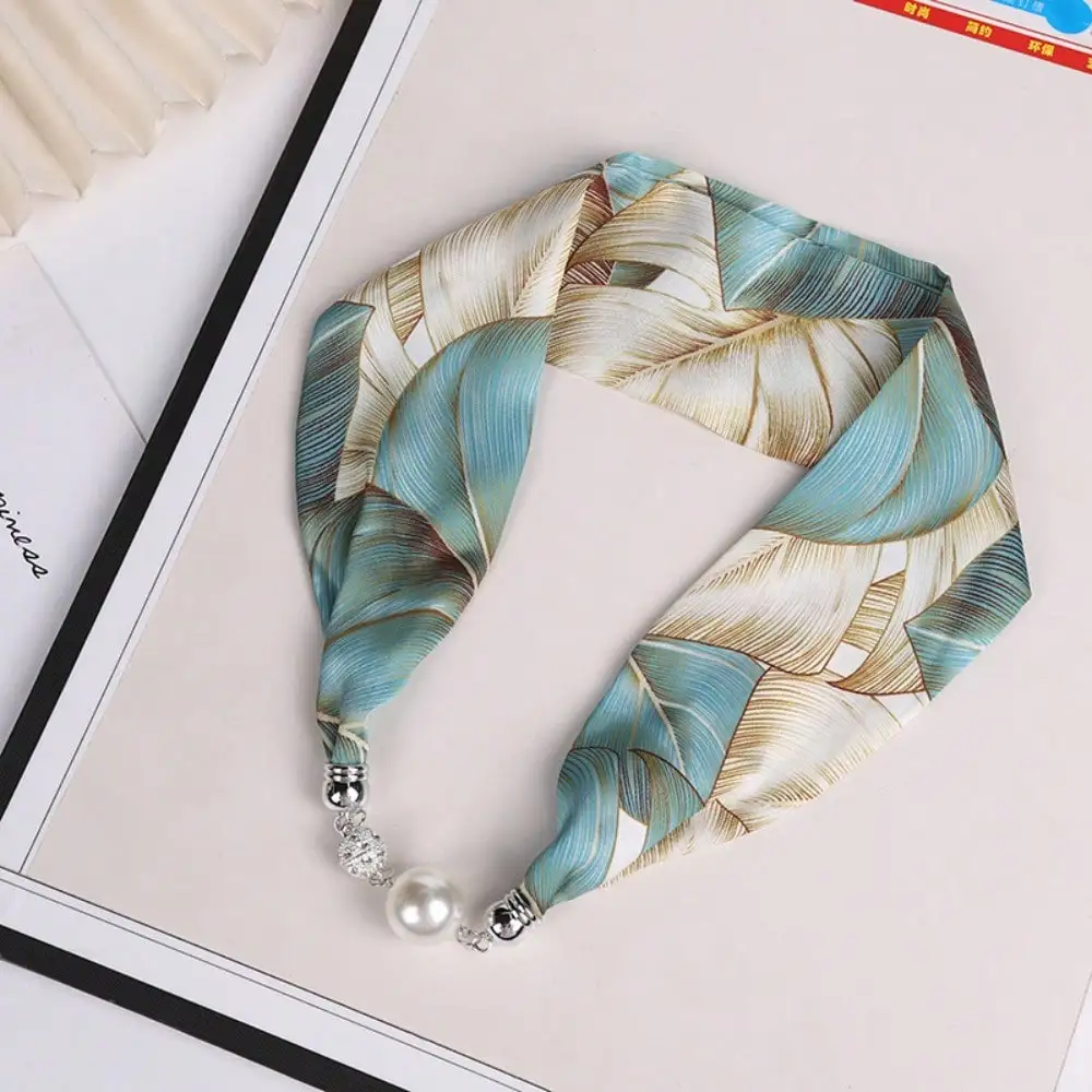 

Elegant And Fashionable Magnetic Buckle Silk Scarf For Women, Magnetic Imitation Pearl Necklace Long,Perfect For Everyday Sophistication Or As A Thoughtful Gift.