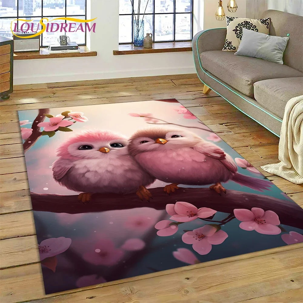 

Cute Dream Birds Parrot Peacock Cartoon Carpet Rug for Bedroom Living Room Home Sofa Decoration,Child Game Large Decor Floor Mat