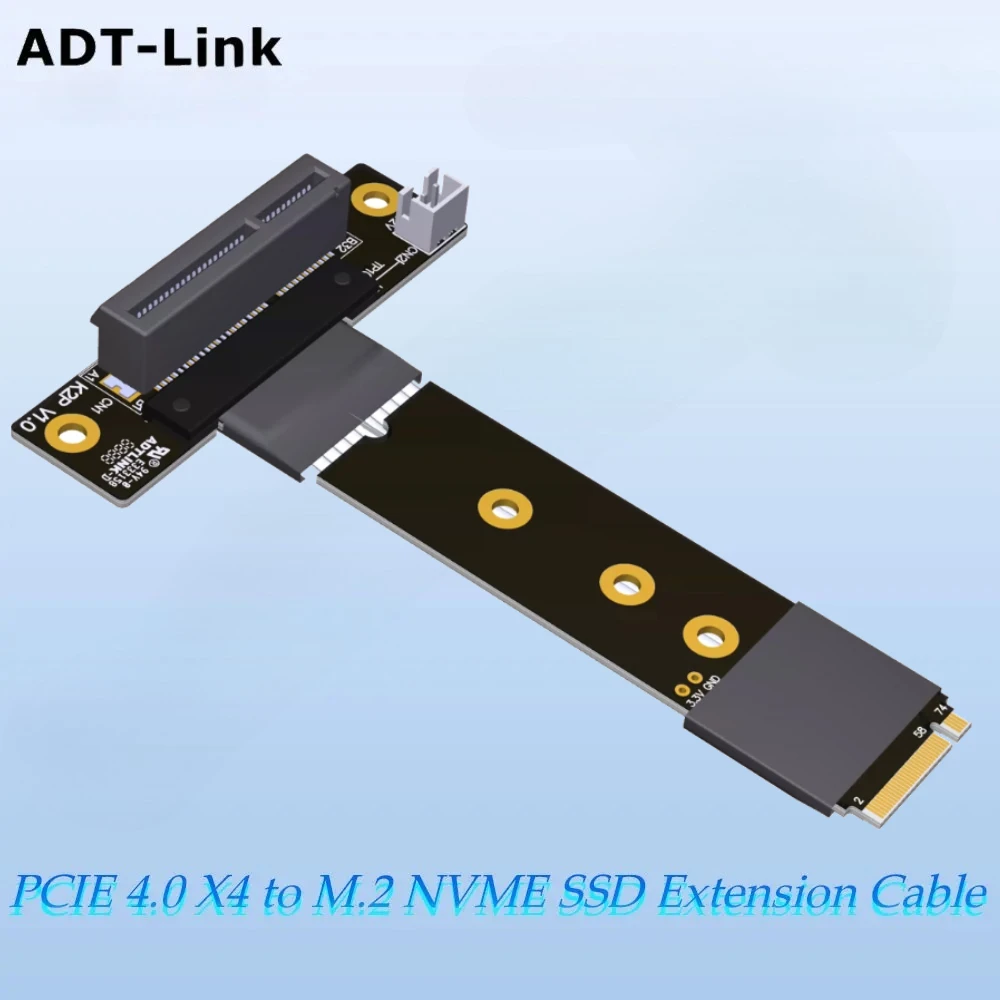 PCIe 4.0 X4 Gen4 Female 270 Degree UP Right Angle 64G/bps To M.2 NVMe SSD M-Key 2280 M2 Riser Graphics Card GEN 4 Extender 64G/s