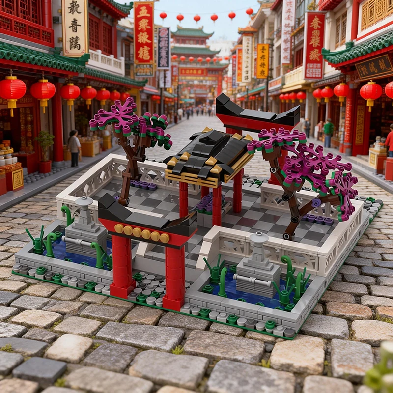 1152 Peças de Blocos de Montar Modulares Parque Chinês MOC Personalizável Design de Blocos de Construção Educacional DIY Brinquedo de Feriado para Meninos