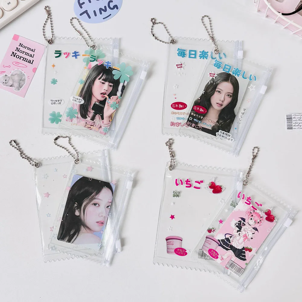 INS Creative Snack Bag Photocard Holder Girls Transparent Guka Card Case Student 3-inch Small Id Bus Card Case Bag Pendant