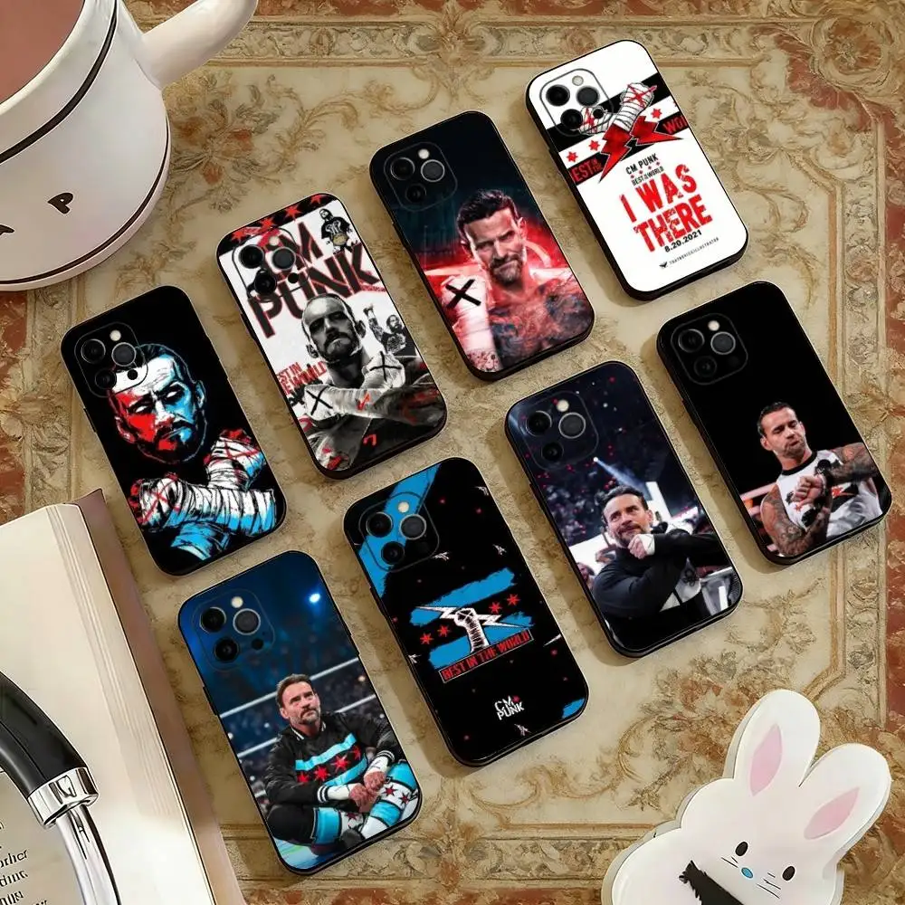 

CM P-Punk Phone Case For iPhone 17,16,15,14,13,12,11 Plus,Pro Max,XS,Soft Silicone Black Cover