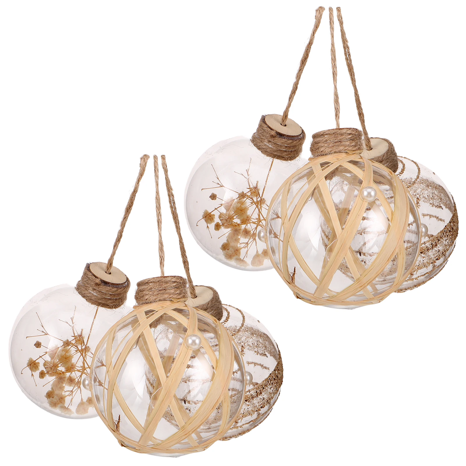 

6Pcs Clear Baubles for Christmas Tree Decorations Shatterproof Plastic Holiday Ornaments with Jute Rope Wedding Party Hanging