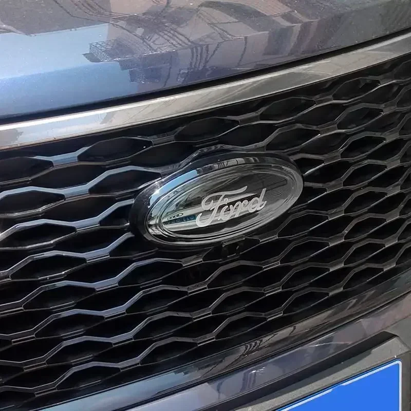 3pcs Car Front Emblem Rear Logo Steering Wheel Sticker For Ford Focus Territory Explorer Taurus Edge Escort Escape Mondeo Sedan view 2