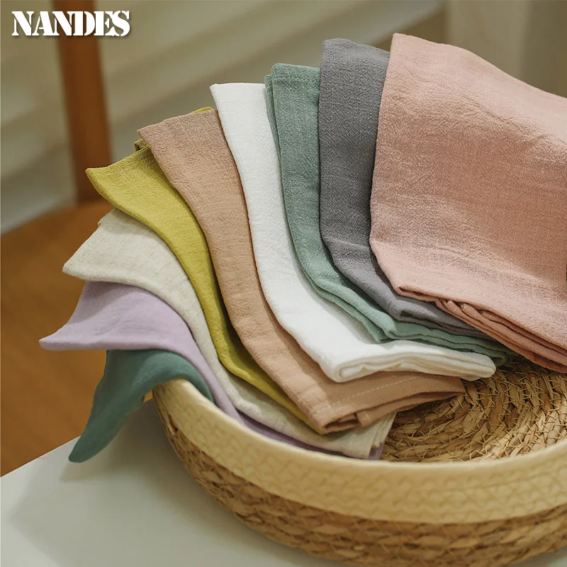 40x40cm Solid Color Square Cotton Linen Napkin Cloth for Hotel Kitchen Home Restaurant Table Napkins Wedding Party Decoration