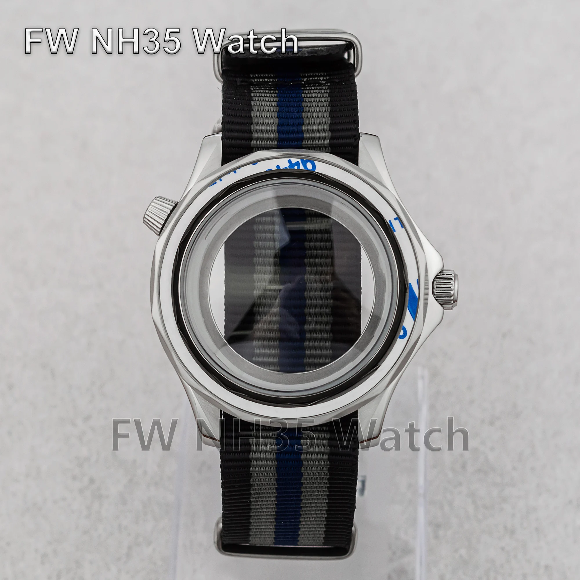 NH35 Case Nylon Strap for Seamaster 300 Watches Stainless Steel 10ATM Waterproof 41mm Watch Case fit NH35/36 Automatic Movement