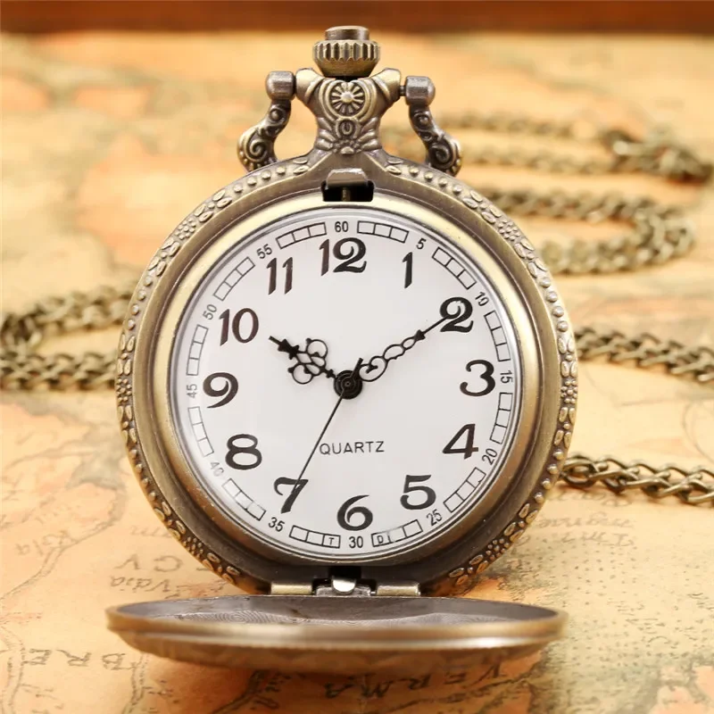 Antique Pocket Watch with Airplane helicopter Pattern Analog Quartz Movement Watches with Necklace Chain Collectable Timepiece