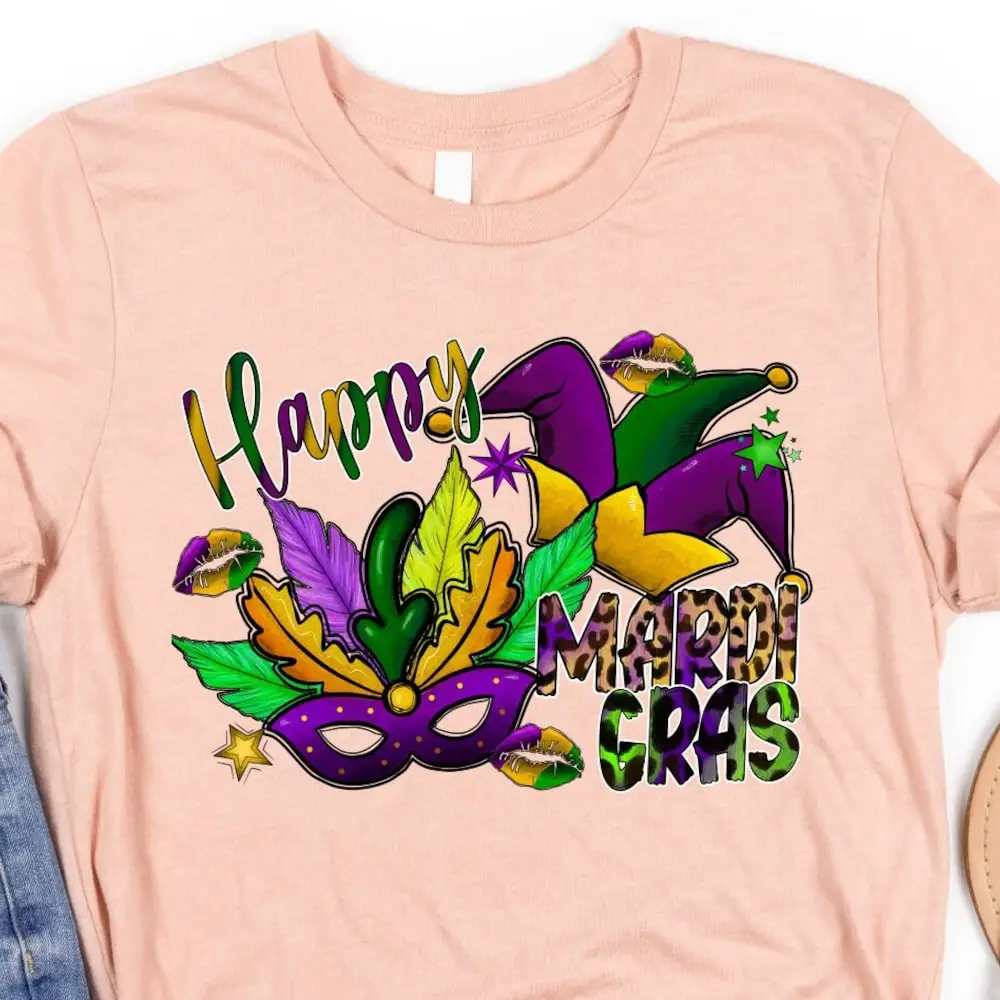 Happy Mardi Gras T Shirt Sweat Carnival Lover Vibes Fat Tuesday