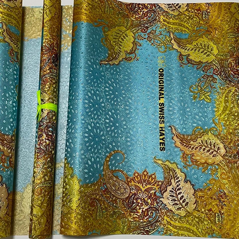 

Fashion African Head Tie & Wrapper Set 2pcs- Original 3D Sparkling Embroidery Sego Gele Hayes Fabric, 51x 230cm TX-3-17