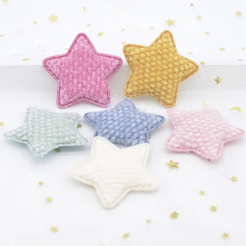 12pcs/lot 48mm Soft Corn Kernels Plush Star Applique for Clothing Hat Sewing Supplies Patches DIY Headwear Hair Clips Decor