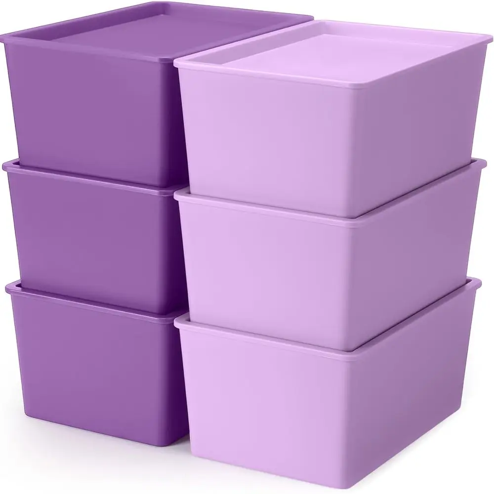 

Набор из 6 маленьких пластиковых контейнеров для хранения с крышками, штабелируемые корзины-органайзеры для упорядочивания