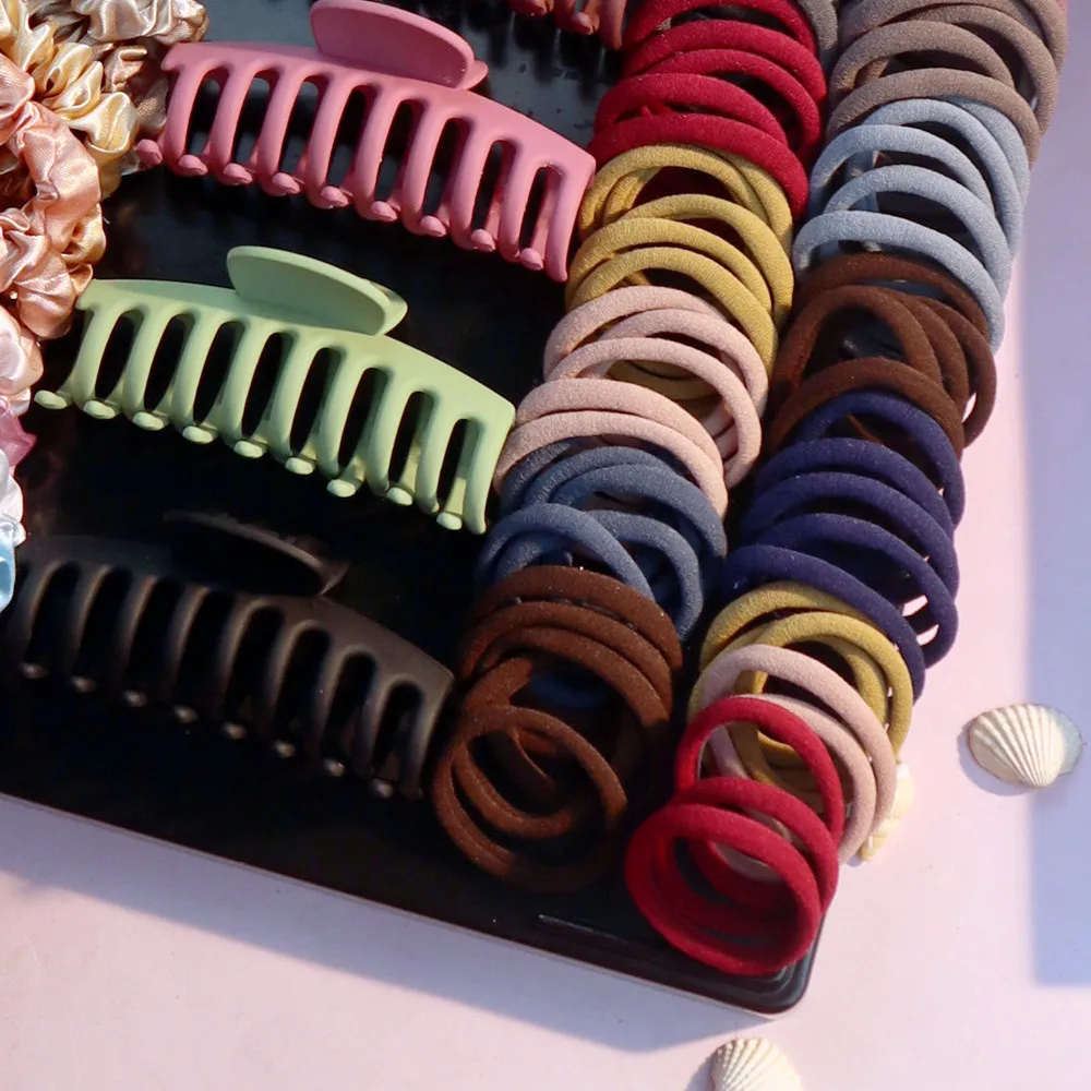 1 Set Ponytail Clip Hair Scrunchies Hair Accessories for Woman Mixed Color Multi Style Elegan HairBands Scrunchy For Holiday