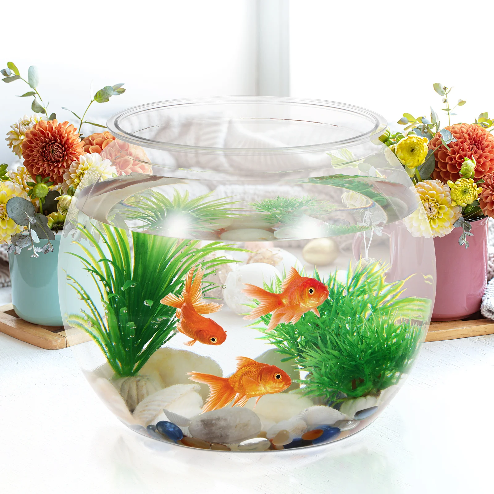 

Stylish Transparent Betta Tank High-Quality Pet Desktop Aquarium for Fish Or Flowers Multi-Function Clear Goldfish Tank Home
