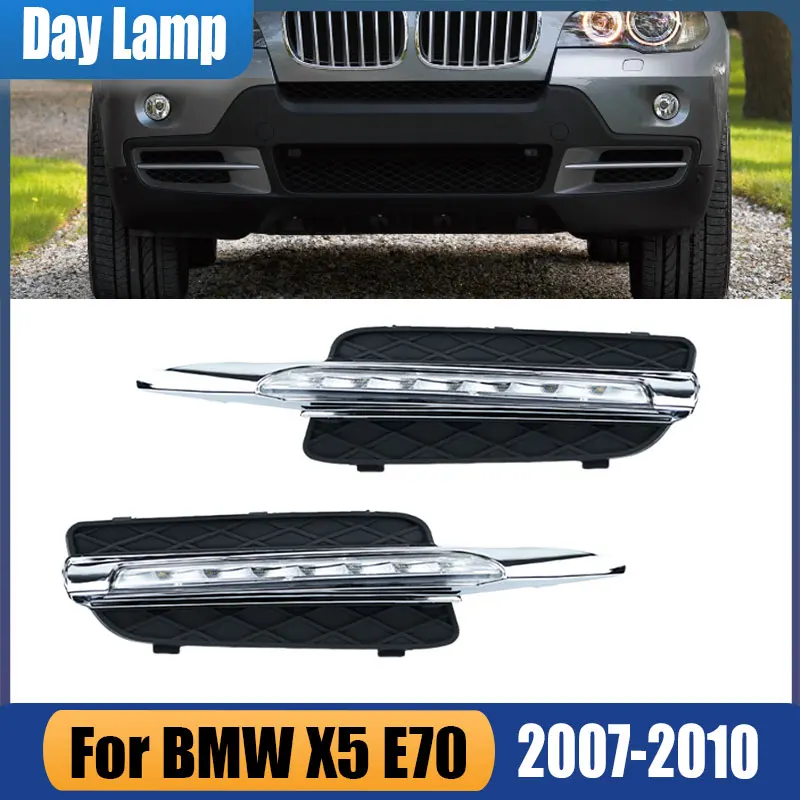 For BMW X5 E70 2007 2008 2009 2010 Car LED Front Bumper DRL Fog Head Lamp Light Assembly Daytime Running Light Cover Car-Styling