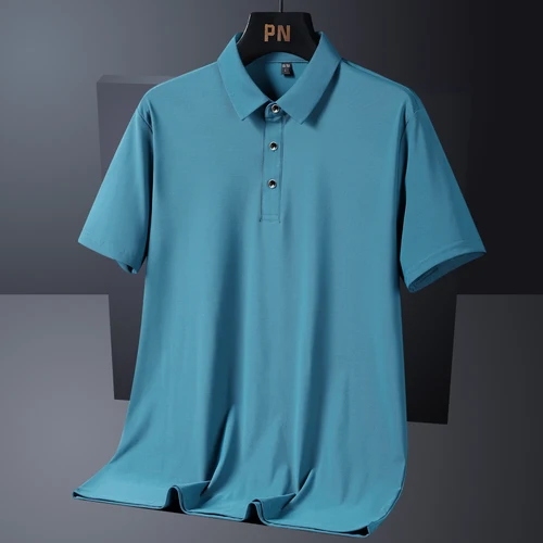 Imagen 2 del producto Polo de verano de talla grande 7xl 8xl 9xl para hombre, Polo transpirable de seda helada de secado rápido, Polo de negocios de gran tamaño para hombre, ropa de marca