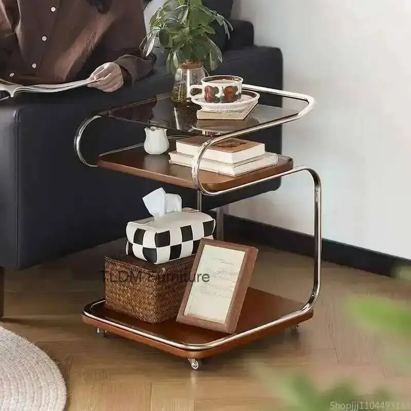 Camera Un poico carrello in legno massello Nordic Living Divano mobile Piccolo appartamento Wabi-Sabi Edge Tavolino da caffè vintage Mobili