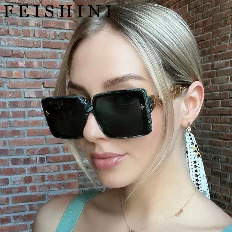 

Feishini Fashion Oversized Sunglasses Women Luxury Brand Designer Original High Quality Glasses Shades Celebrity Vintage