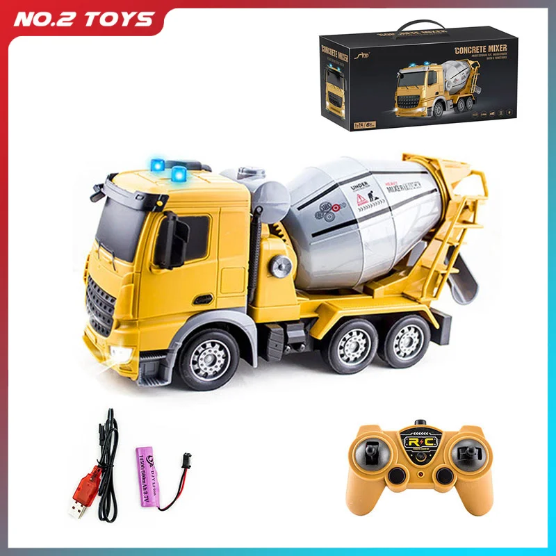 1/24 Remote Control Engineering Vehicle Sanitation Vehicle Cement Trucks 6 Channel RC Construction Truck Car Model Children Toy