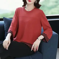 Chubby Mom Outfit Summer New Ice Silk Top for Women with Seven Quarter Sleeves to Cover the Belly and a Base Shirt for Women