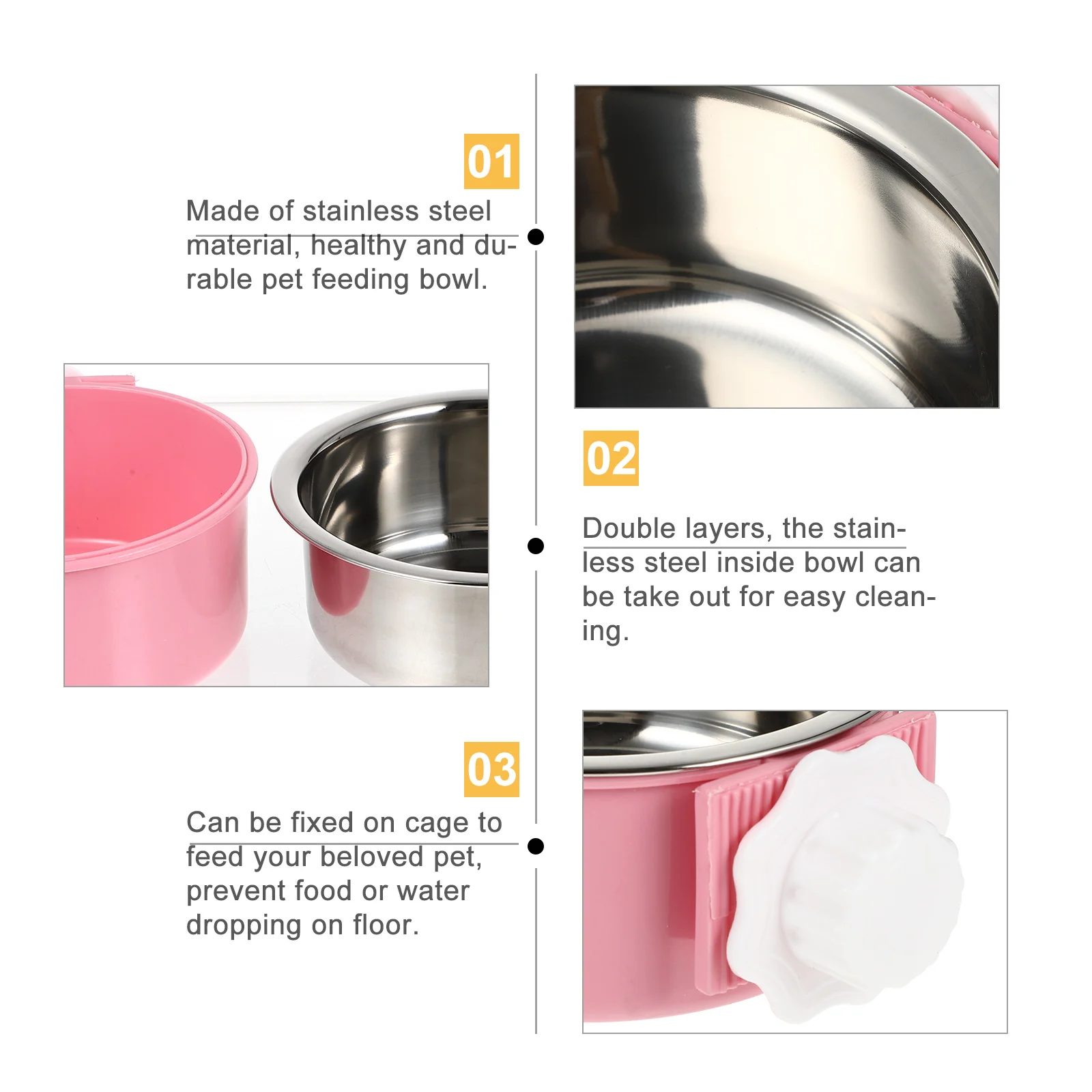 

Stainless Steel Pet Bowl for Dog Cat Food Feeder Durable Hanging Design Safe Environmental Friendly High Density Easy Clean