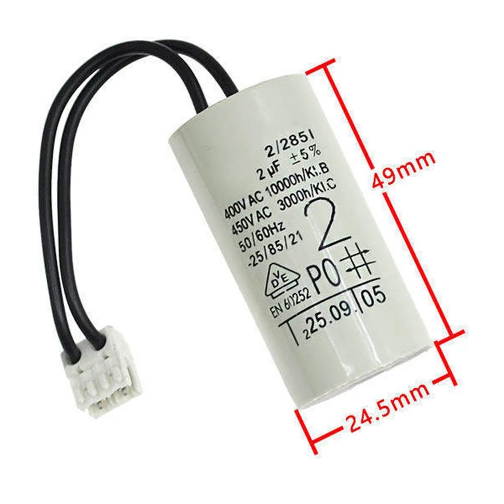 2uF Boiler Water Pump Capacitor 49x24.5mm For Wall Mounted Heating System Circulation Pump Motor Start Run Electronic Component